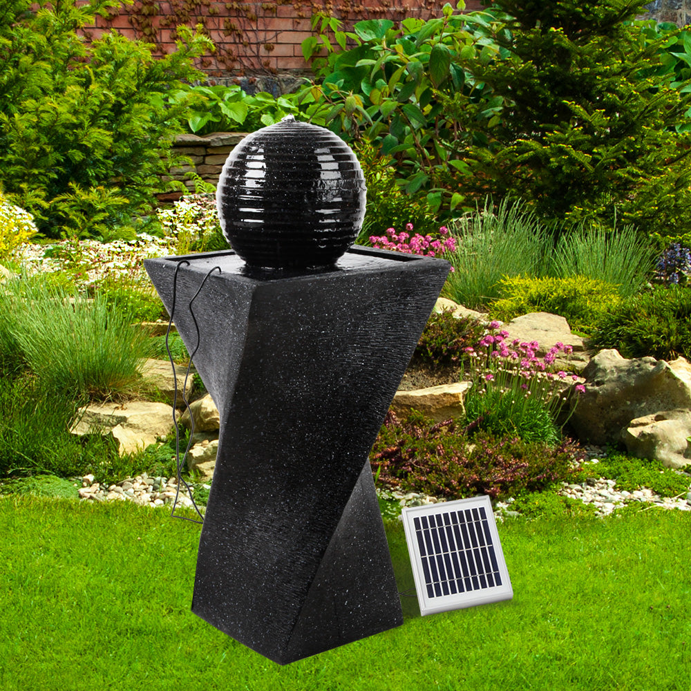 Gardeon Solar Water Feature with LED Lights Black 85cm