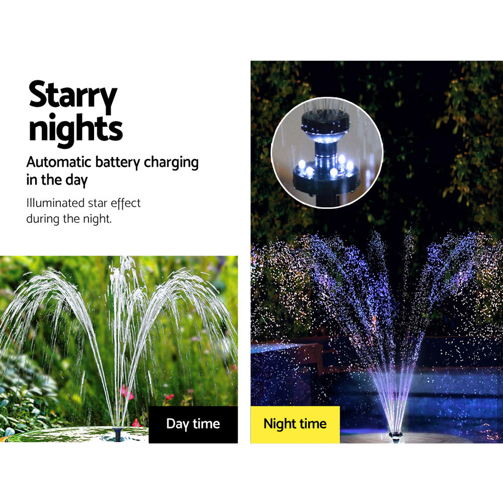 Gardeon Solar Pond Pump Water Fountain Battery Kit LED Lights Submersible 4FT