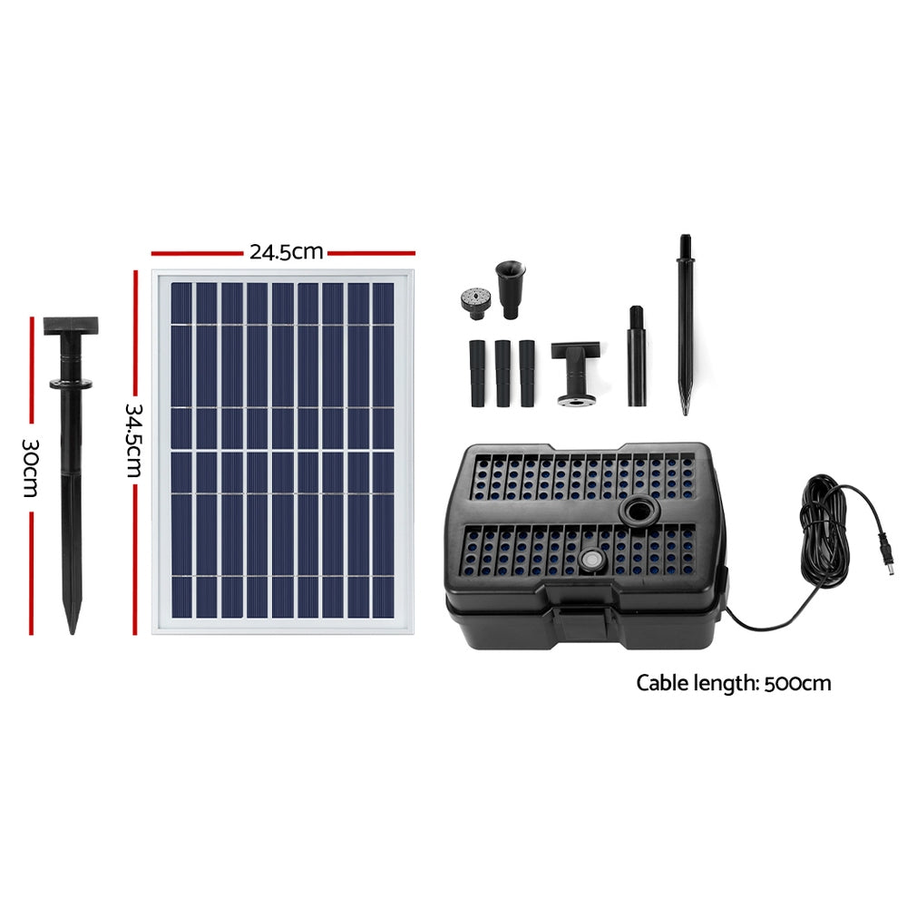 Gardeon Solar Pond Pump with Filter Box 5FT