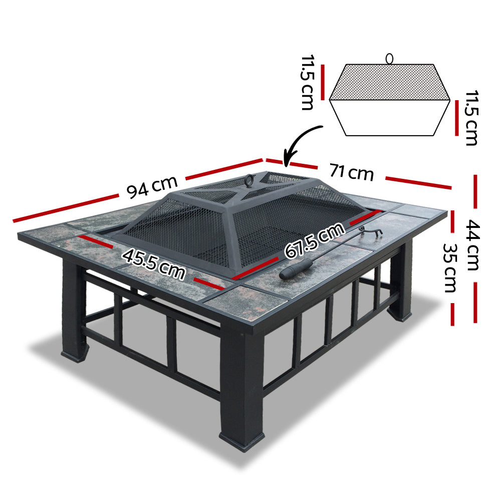 Grillz Fire Pit BBQ Grill Ice Bucket 3-In-1 Table