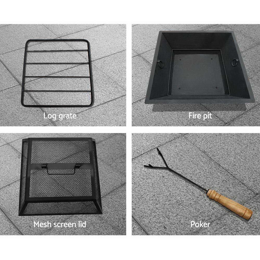 Grillz Fire Pit Table Square 55cm