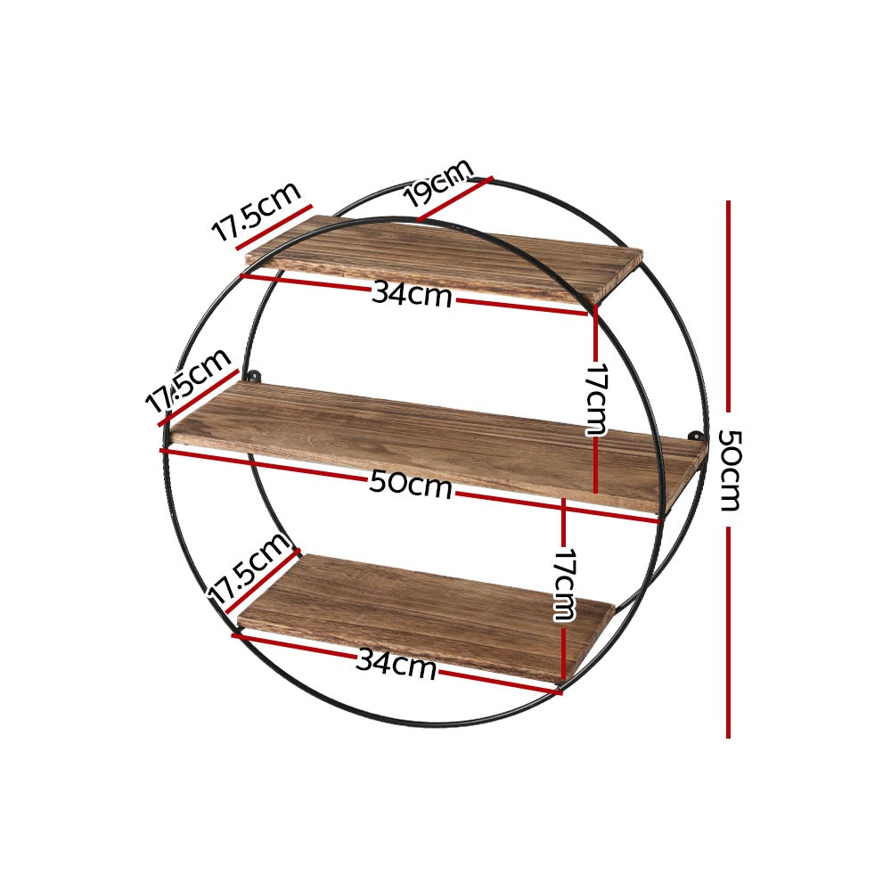 Artiss Floating Wall Shelf Round 3-Tier