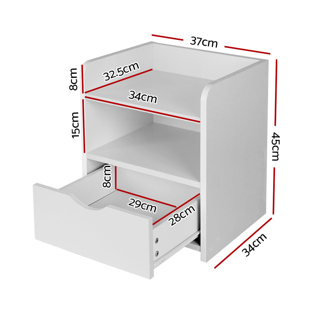 Artiss Bedside Tables Drawers Side Table Bedroom Furniture Nightstand White Unit