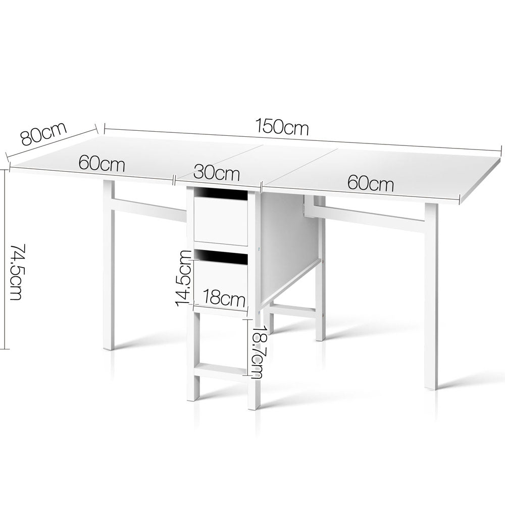 Artiss Dining Table Rectangular Extendable White