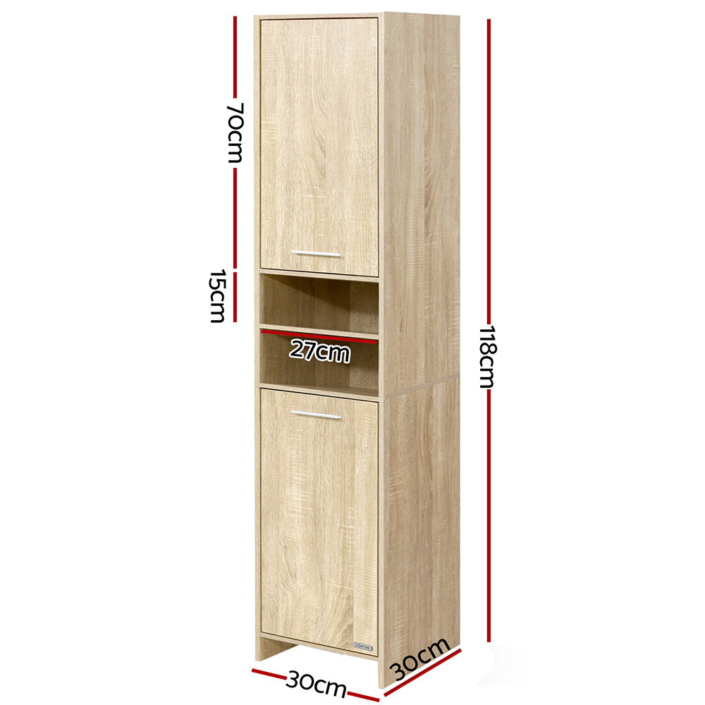 Artiss Bathroom Cabinet Storage Tallboy Furniture Tall Toilet Cupboard 185cm Oak