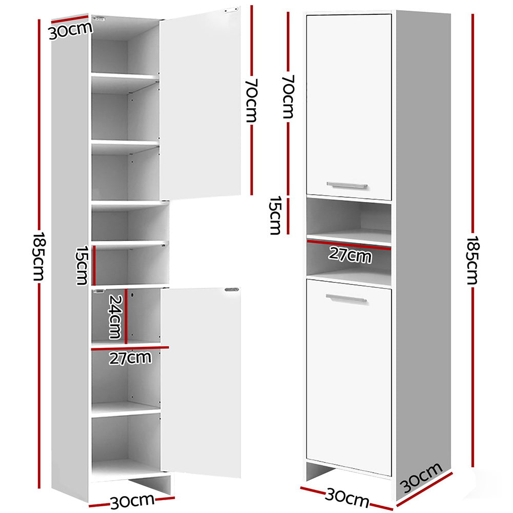 Artiss Bathroom Cabinet Storage Tall Slim Furniture Toilet Cupboard 185cm