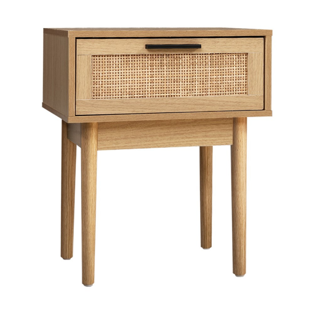 Artiss Bedside Tables Rattan Drawers Side Table Storage Cabinet Wood Nightstand