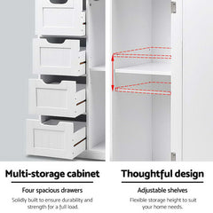 Artiss Bathroom Tallboy Storage Cabinet - White