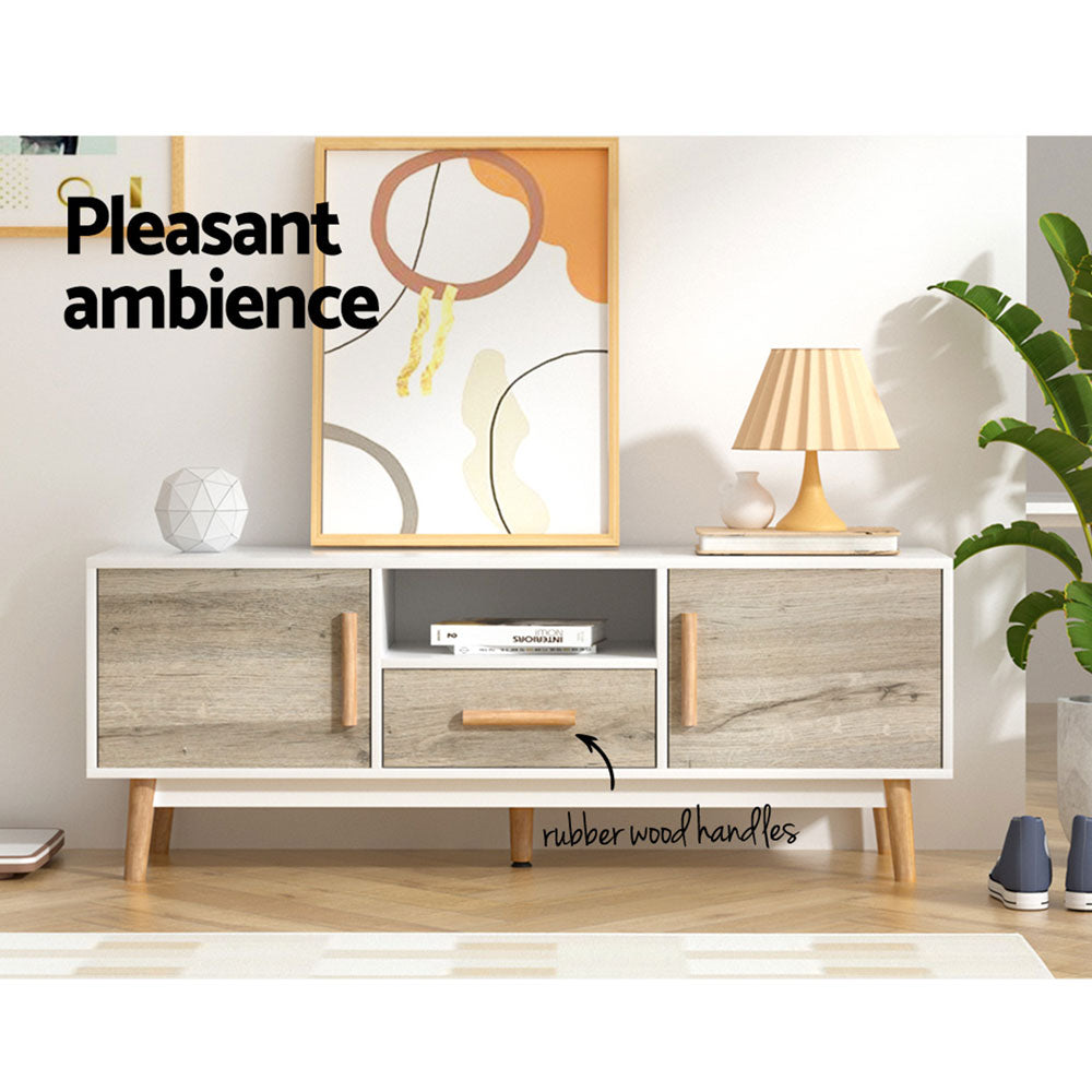 Artiss Wooden Entertainment Unit 120cm - White &amp; Wood