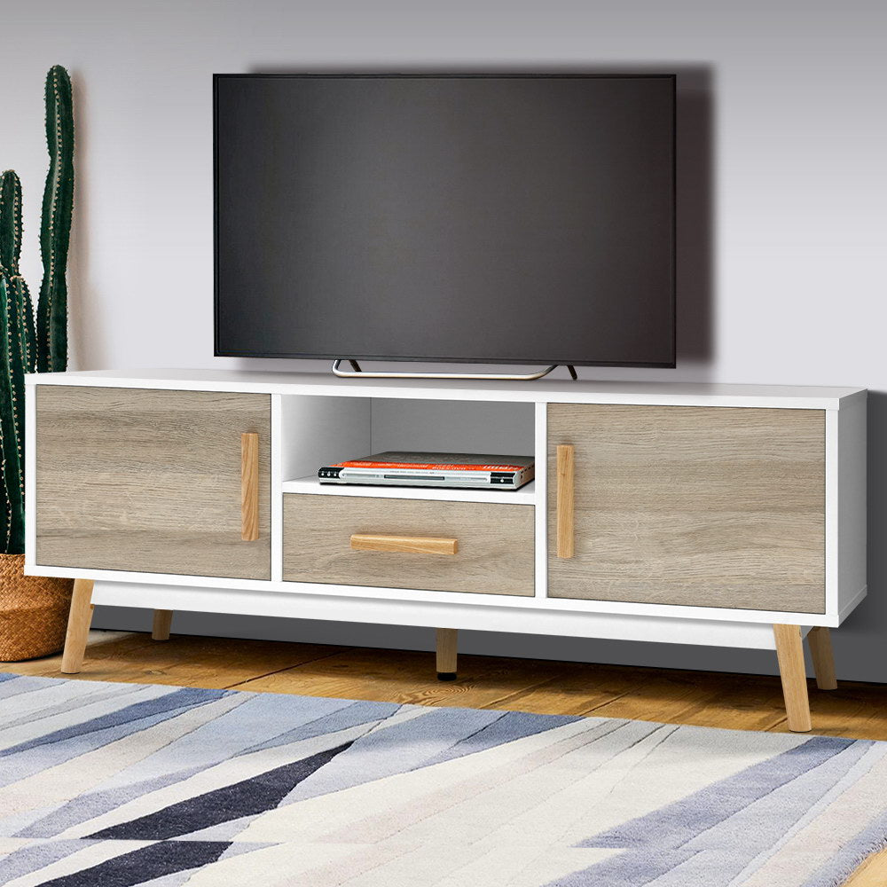 Artiss Wooden Entertainment Unit 120cm - White &amp; Wood