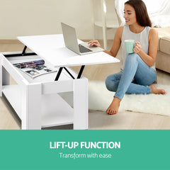 Artiss Coffee Table Lift-top Coffee Table White