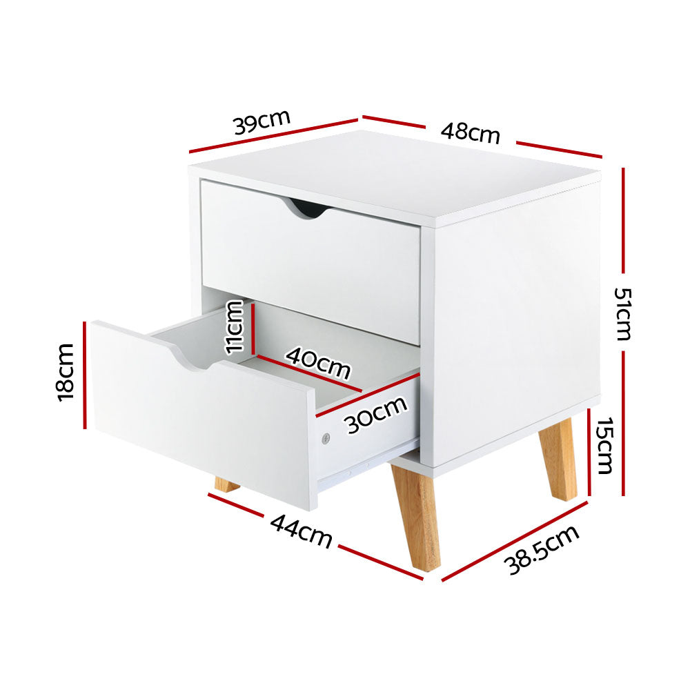 Artiss Bedside Tables Drawers Side Table White Nightstand Storage Cabinet Unit