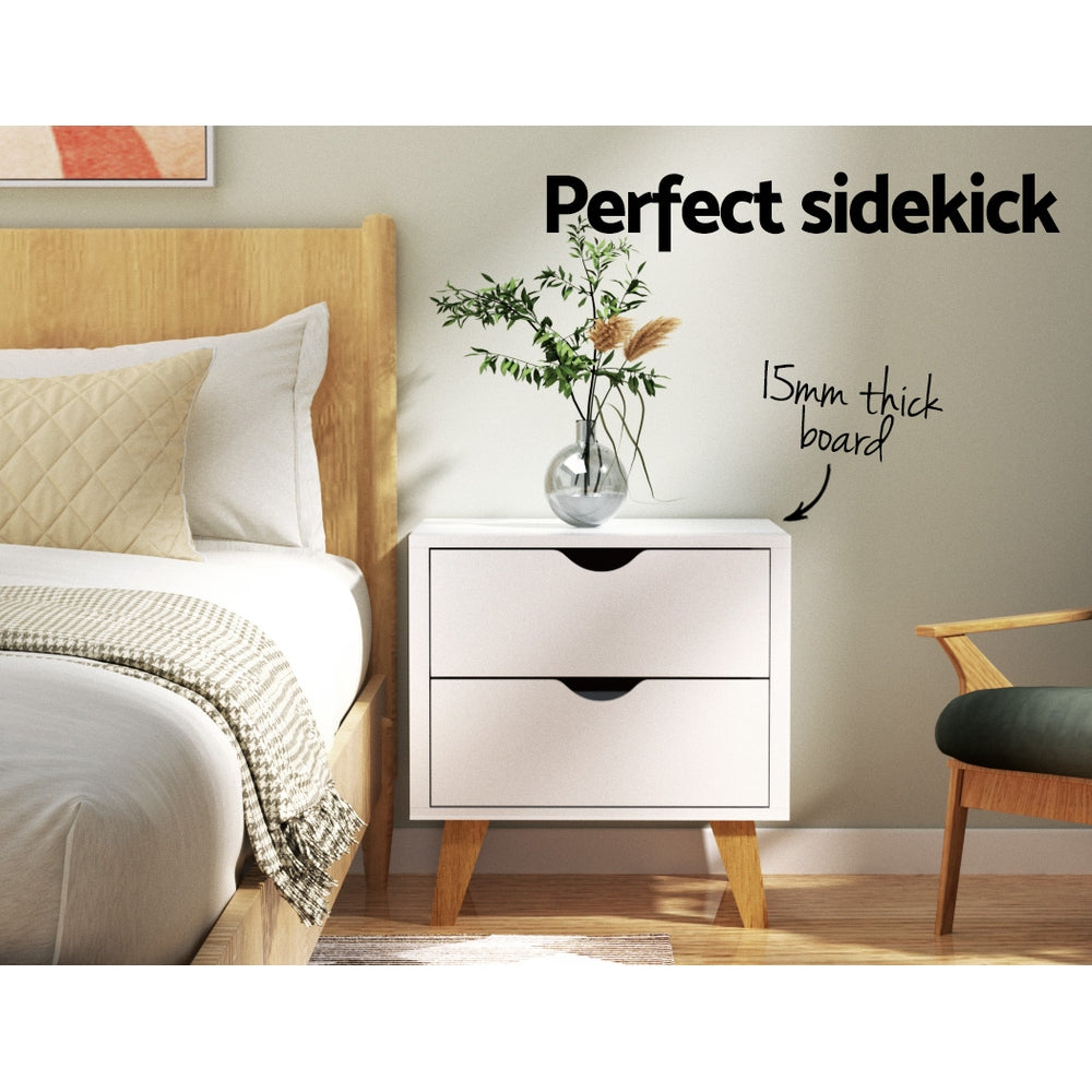 Artiss Bedside Tables Drawers Side Table White Nightstand Storage Cabinet Unit