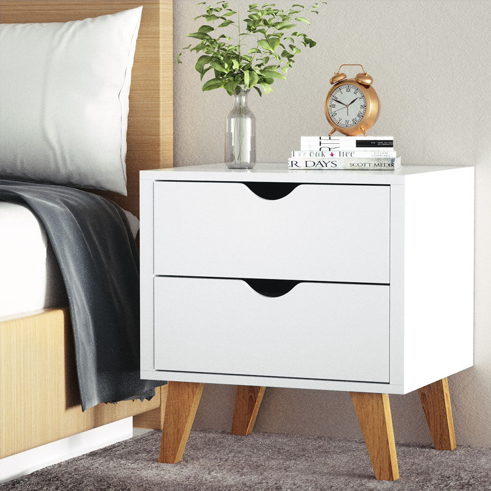 Artiss Bedside Tables Drawers Side Table White Nightstand Storage Cabinet Unit