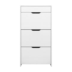 Artiss Shoe Cabinet 3 Tier Shoes Storage Drawer High Gloss White Rack Shelf