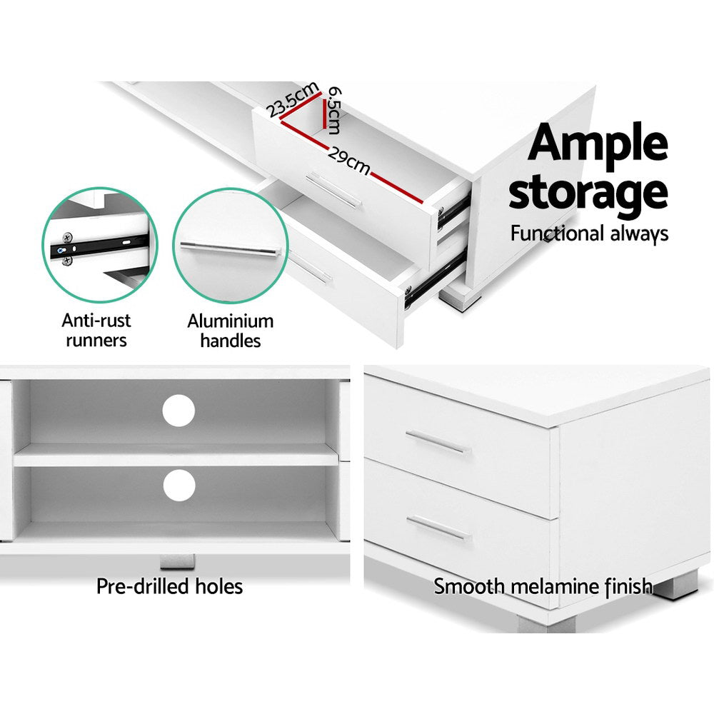 Artiss TV Cabinet Entertainment Unit Stand Storage Drawers Shelf 120cm White