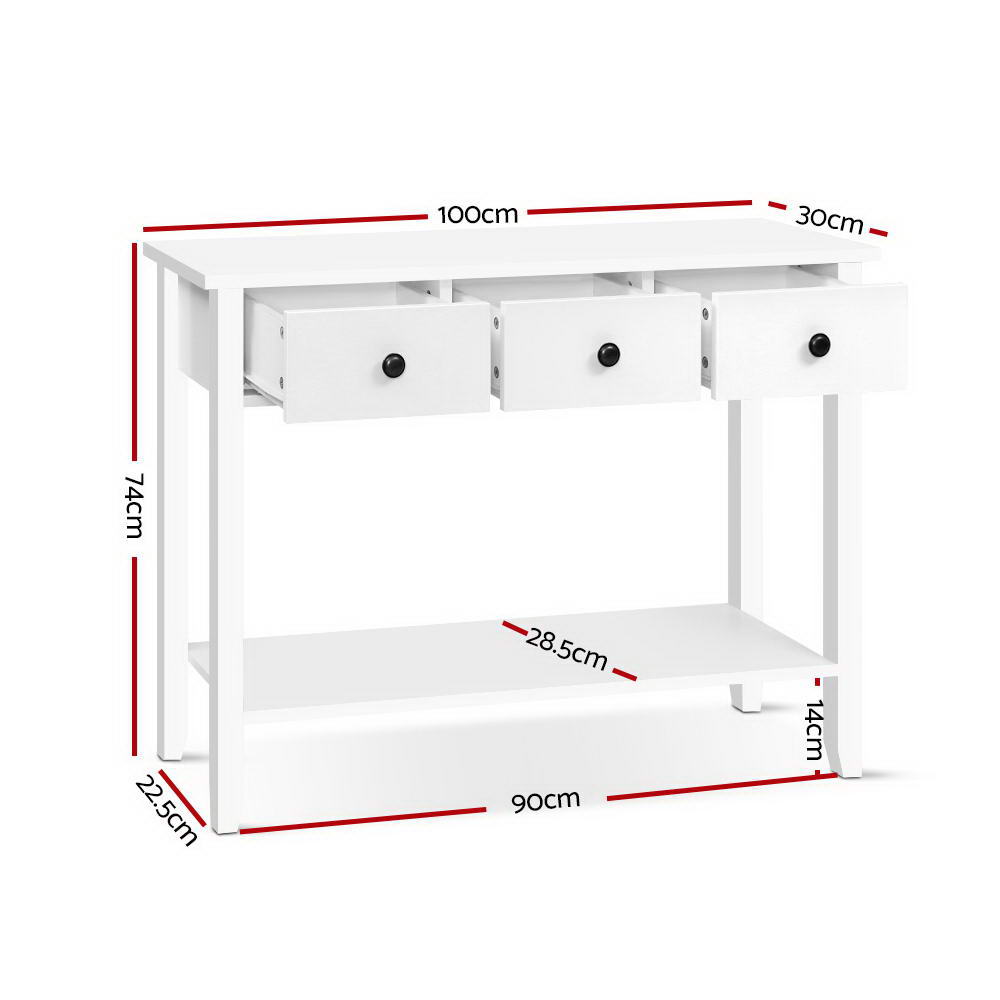 Artiss Console Table 3 Drawers 100CM White Chole