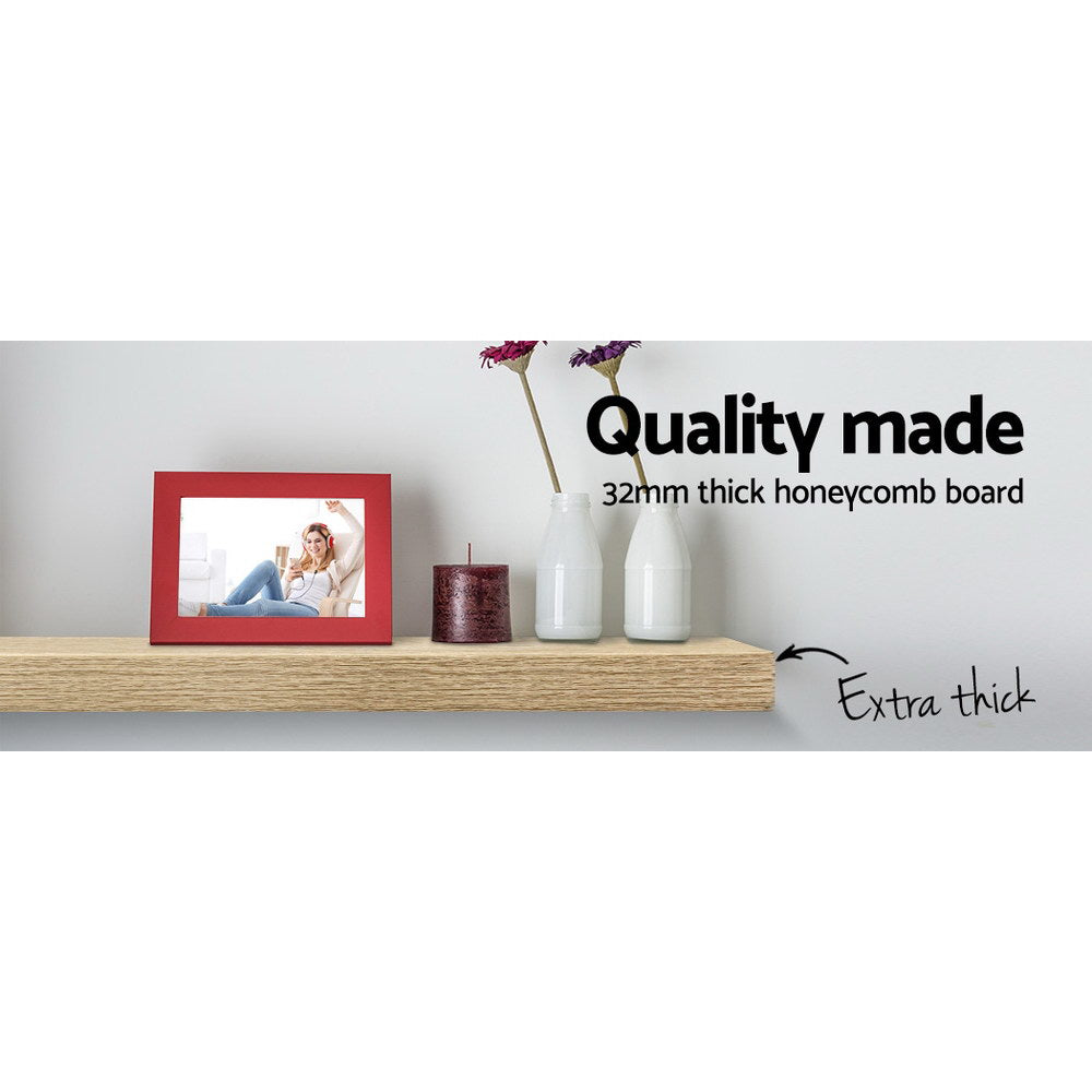 Artiss Floating Wall Shelf Set DIY Mount Shelves 3pcs Book Display Rack Oak