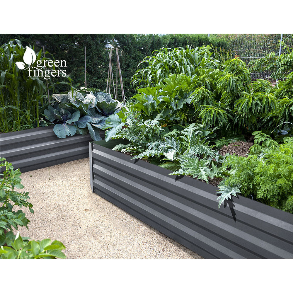 Greenfingers Garden Bed 150x90cm Galvanised Steel Raised Planter Aluminium Grey