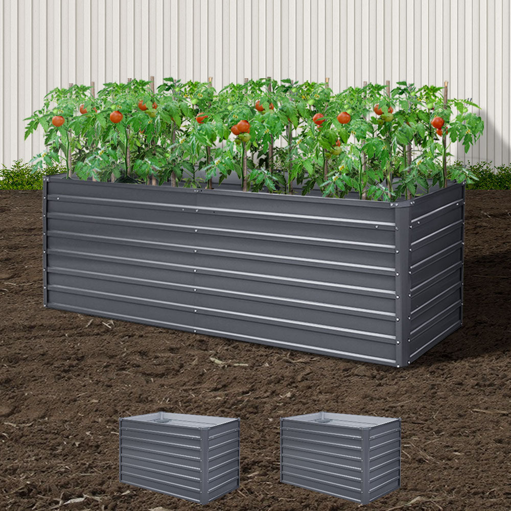 Greenfingers Garden Bed 240X80X77CM Galvanised Raised Steel Instant Planter 2N1