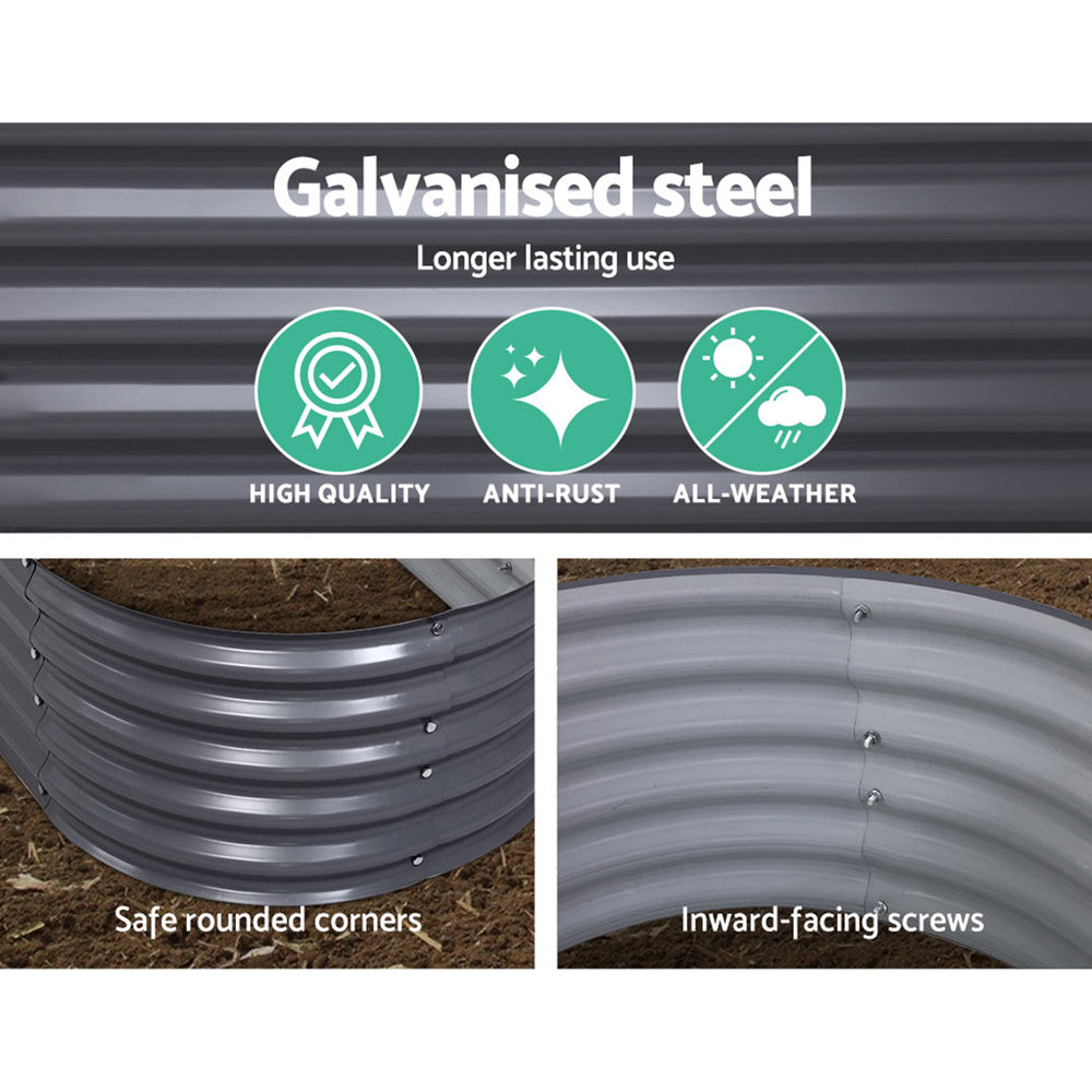 Greenfingers 240X80X42CM Galvanised Raised Garden Bed Steel Instant Planter