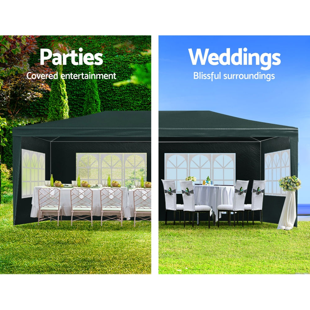 Instahut Gazebo 3x6m Marquee Wedding Party Tent Outdoor Camping Side Wall Canopy 4 Panel Green