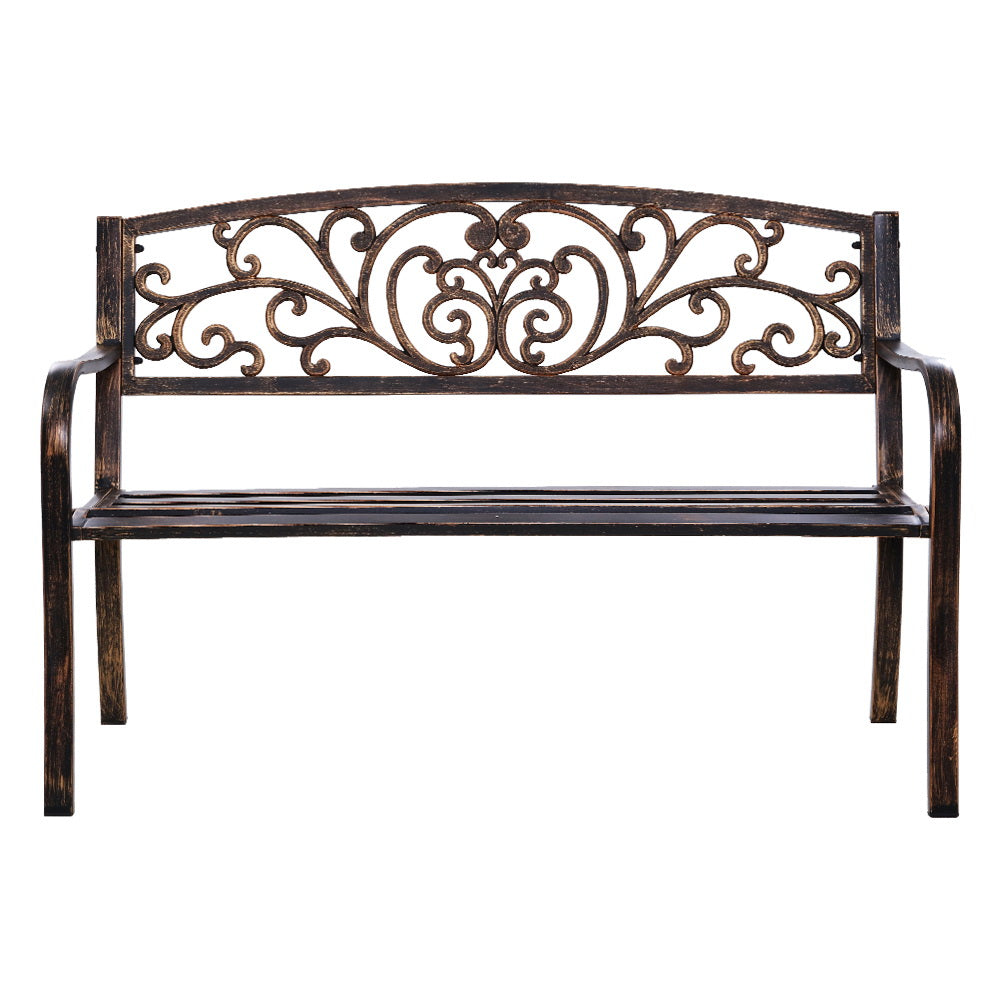 Gardeon Outdoor Garden Bench Seat Steel Outdoor Furniture 3 Seater Park Bronze