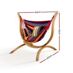 Gardeon Hammock Chair Timber Outdoor Furniture Camping with Wooden Stand