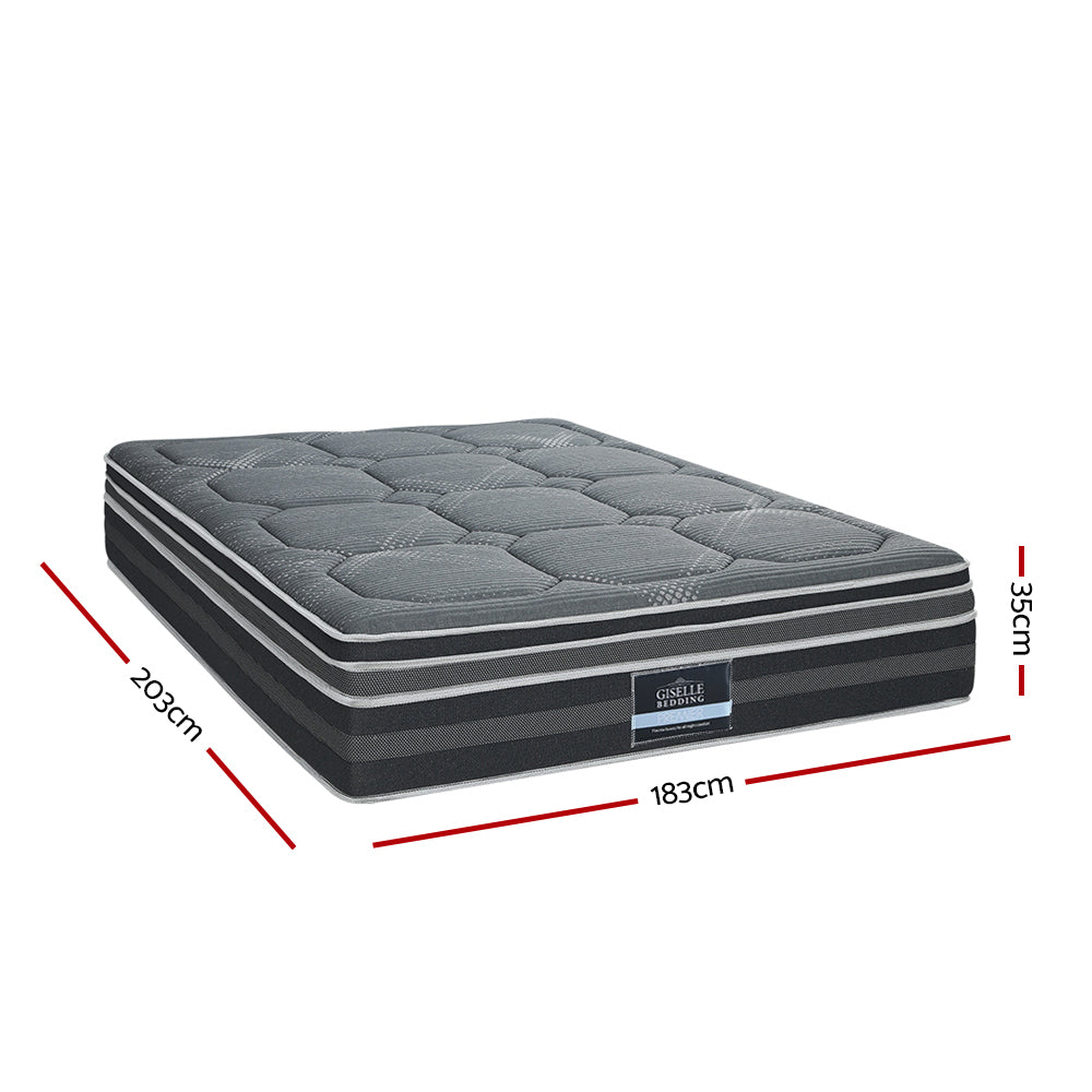 Giselle 35cm KING Mattress Bed 7 Zone Dual Euro Top Pocket Spring Medium Firm