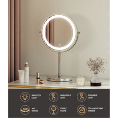 Embellir Makeup Mirror LED Light Cosmetic Round 360-Degree Rotation 10X Magnifying