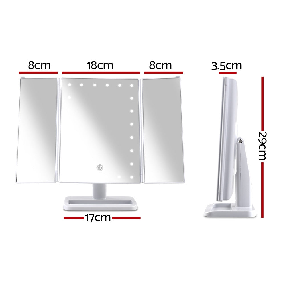 Embellir 24 LED Light Desk Top Stand Makeup Mirror with Tri-fold Touch