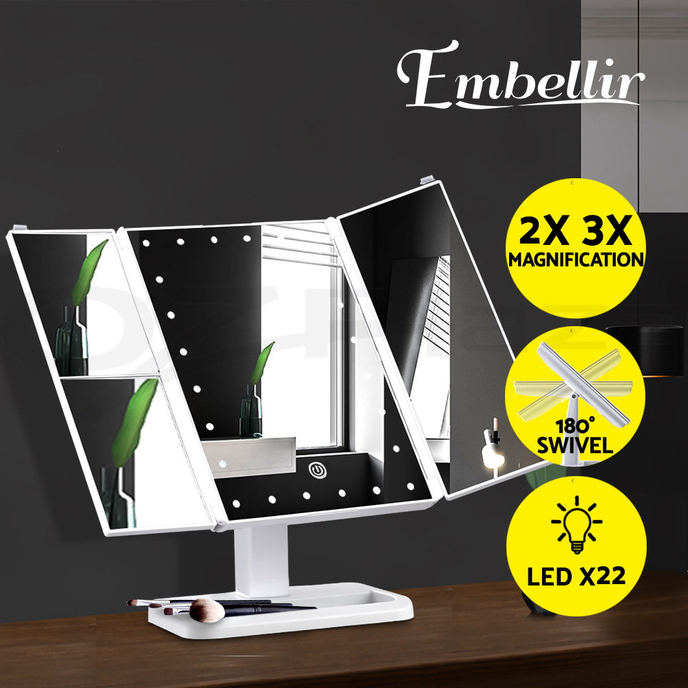 Embellir LED  Tri-Fold Make-Up Mirror