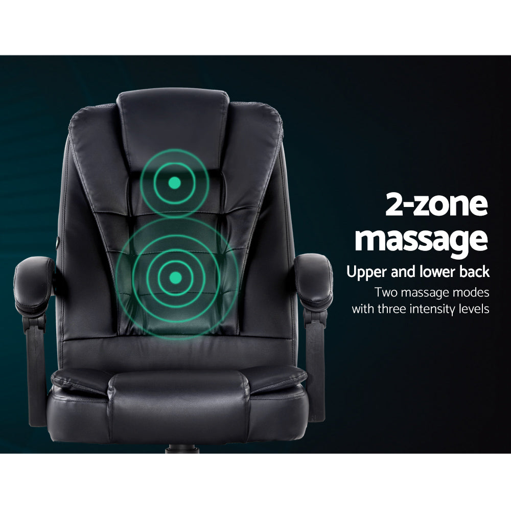 Artiss 2 Point Massage Office Chair PU Leather Black