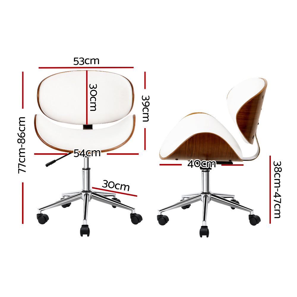 Artiss Office Chair Gaming Wooden Computer Chairs Home Study Work Seat White