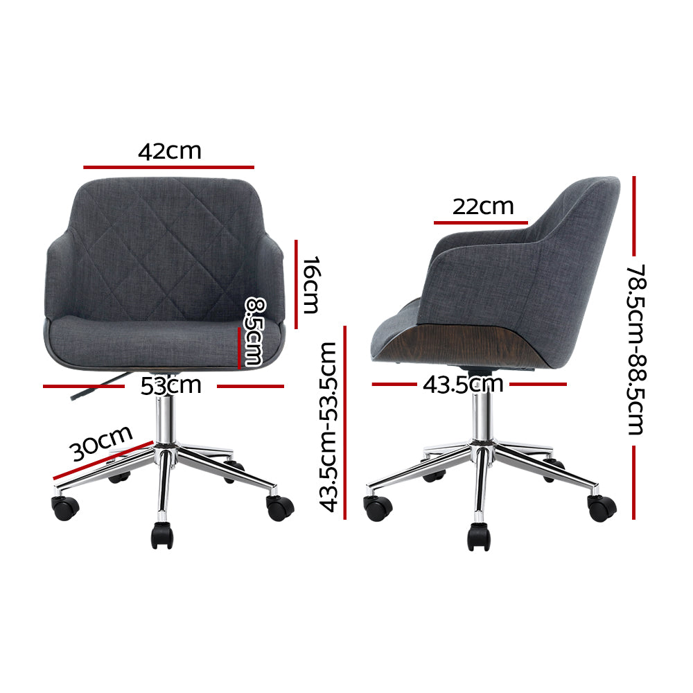 Artiss Fabric Office Chair Wooden Computer Chairs Gaming Work Home Study Grey