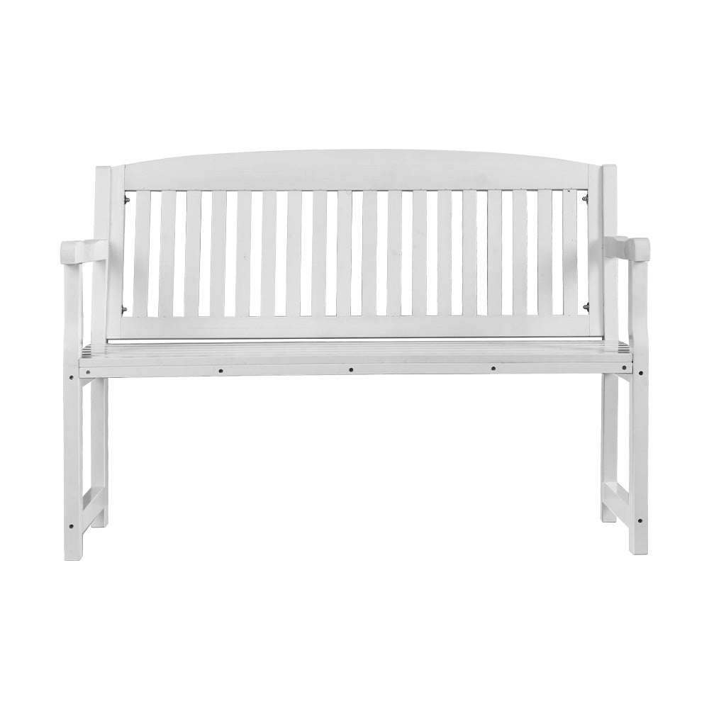 Gardeon Outdoor Garden Bench Wooden 2 Seater Lounge Chair Patio Furniture White