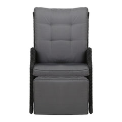 Gardeon Recliner Chairs Sun lounge Wicker Lounger Outdoor Furniture Patio Adjustable Black