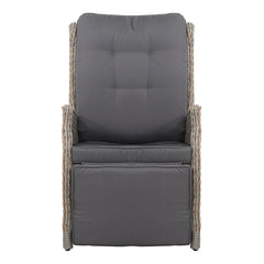 Gardeon Recliner Chairs Sun lounge Wicker Lounger Outdoor Furniture Patio Adjustable Grey