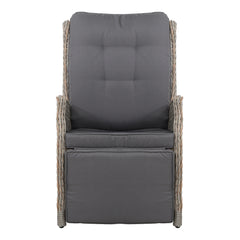 Gardeon 2PC Recliner Chairs Sun lounge Wicker Lounger Outdoor Furniture Adjustable Grey