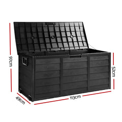 Gardeon Outdoor Storage Box 290L Lockable Organiser Garden Deck Shed All Black