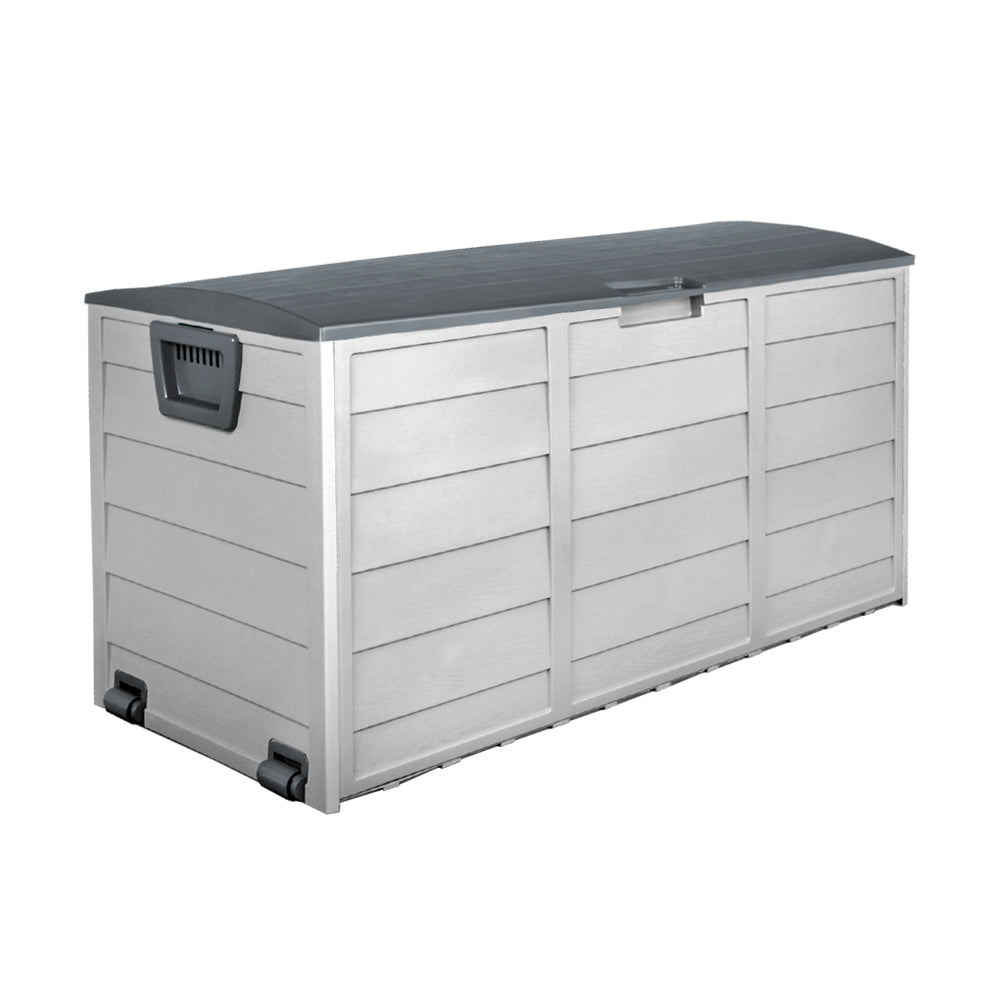 Gardeon Outdoor Storage Box 290L Lockable Organiser Garden Deck Shed Tool Grey