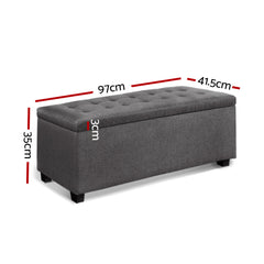 Artiss Large Fabric Storage Ottoman - Grey