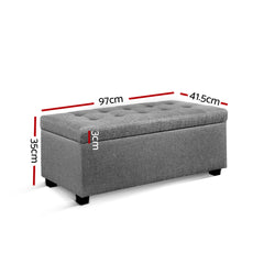 Artiss Large Fabric Storage Ottoman - Light Grey