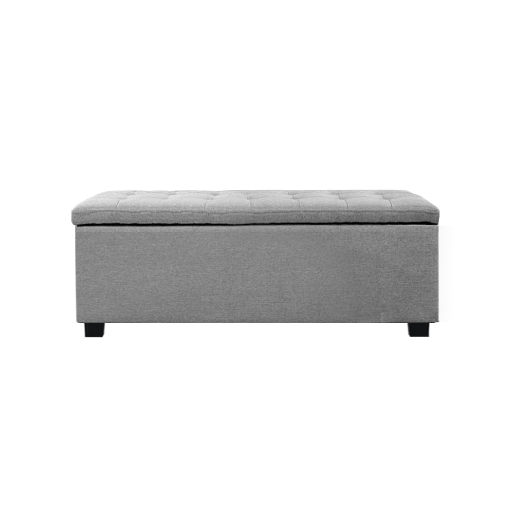 Artiss Large Fabric Storage Ottoman - Light Grey