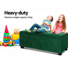 Artiss Storage Ottoman Blanket Box Velvet Footstool Rest Chest Couch Toy Green