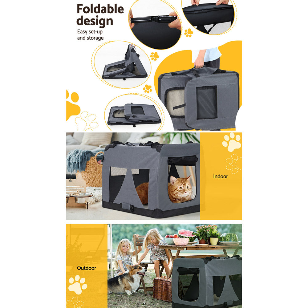 i.Pet Pet Soft Crate Carrier Dog Cat Travel Portable Cage Kennel Foldable Car XL