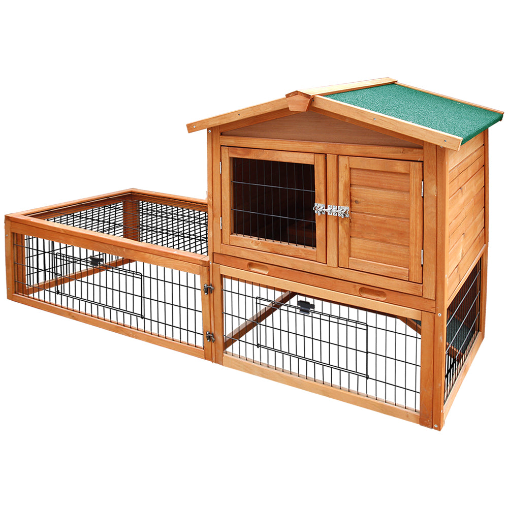 i.Pet Chicken Coop 155cm x 49cm x 90cm Rabbit Hutch Large Run Wooden Cage House Outdoor