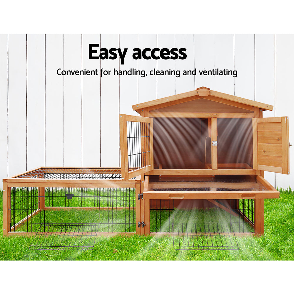 i.Pet Chicken Coop 155cm x 49cm x 90cm Rabbit Hutch Large Run Wooden Cage House Outdoor