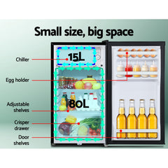 Glacio 95L Portable Fridge Freezer Bar Upright 12V/24V/240V Camping Caravan