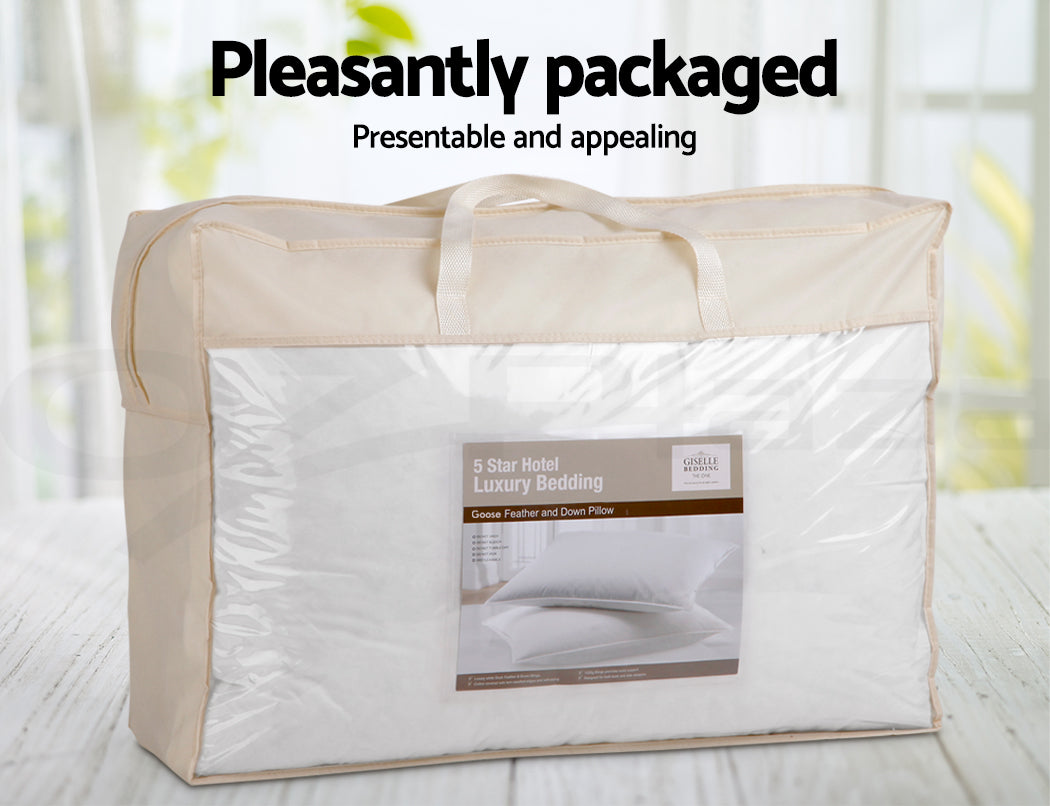 Giselle Bedding Goose Feather Down Pillow Twin Pack